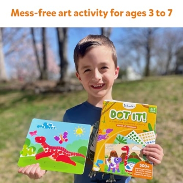 Skillmatics Art Activity - Dot It Dinosaurs, No Mess Sticker Art for Kids, Craft Kits, DIY Activity, Gifts for Boys & Girls Ages 3, 4, 5, 6, 7, Travel Toys for Toddlers