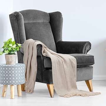 Americanflat 50x60 Cotton Throw Blanket for Couch with Fringe-Decorative Accent for Chairs, Bedrooms...