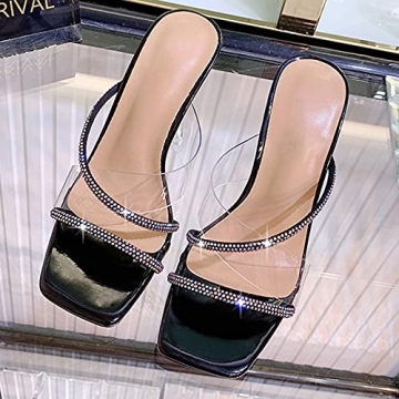 Yolkomo Women's Clear Rhinestone Stiletto Heels Size 9.5