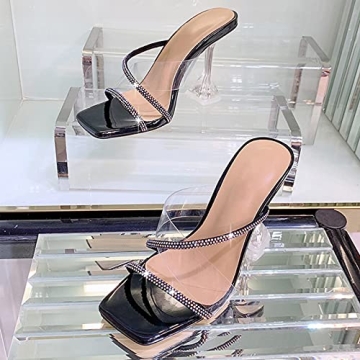 Yolkomo Women's Clear Rhinestone Stiletto Heels Size 9.5