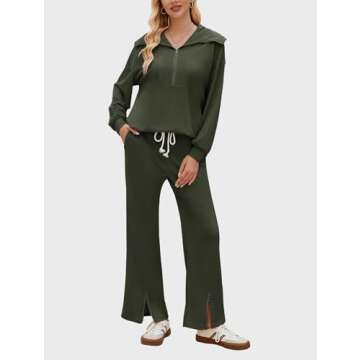 socialkiwi Women 2 Piece Oversized Sweatsuit Half Zip Sweatshirt Sweatpant Tracksuit Matching Lounge...