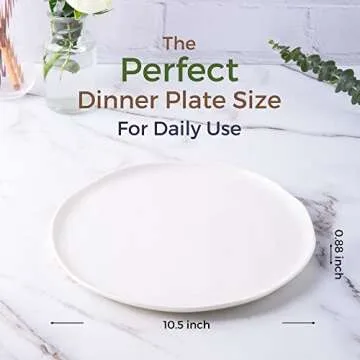 LERATIO Dinner Plates, 10.5 inch Ceramic Plates Set of 6, Porcelain Plates for Kitchen with Wavy Edg...