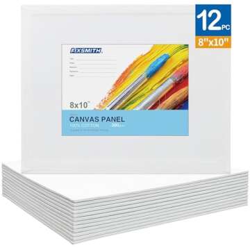 FIXSMITH Canvas Boards for Painting 8x10 Inch, Super Value 12 Pack White Blank Canvas Panels, 100% C...