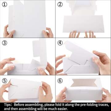 Moretoes 24pcs Bakery Boxes, 8x6x2.5 Inches 3 Style Windows Cookie Boxes, for Candies, Chocolate Strawberries, Cakes, Muffins, Donuts