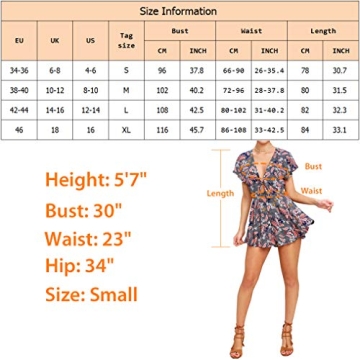 AGQT Women’s Sexy V Neck Self Tie Front Summer Romper
