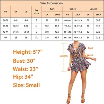 AGQT Women’s Sexy V Neck Self Tie Front Summer Romper