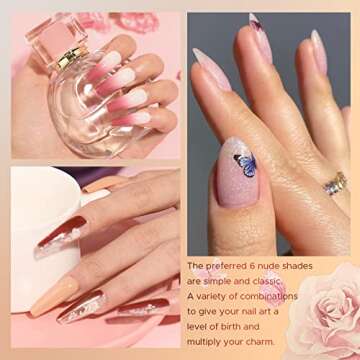 MEFA Gel Nail Polish Set 6 Colors Nude Gel Polish White Neutral Brown Ivory Pearl Skin Tone Soak-Off Gel Kit All Seasons Nail Art Manicure Kit Decoration Kit DIY Home Gifts For Girls/Women