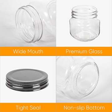 QAPPDA 24 Pack Wide Mouth 8 oz Mason Jars With Lids