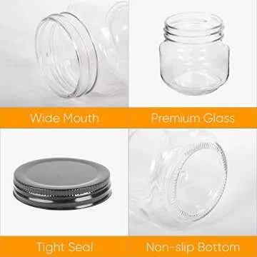 QAPPDA 24 Pack Wide Mouth 8 oz Mason Jars With Lids