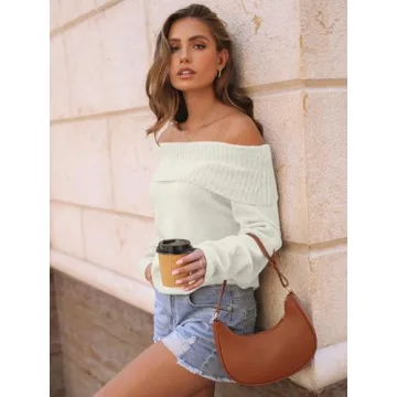 LILLUSORY Womens Off The Shoulder Cozy Oversized Sweater