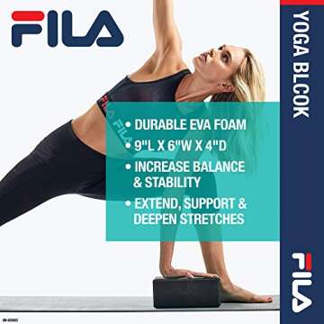 FILA Accessories Yoga Block - EVA Foam Blocks for Support, Balance & Stability | Yoga, Pilates, Barr...
