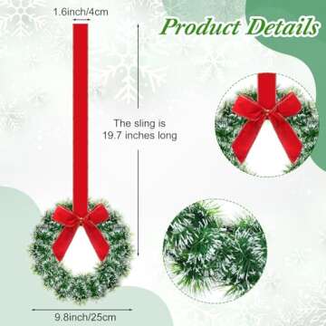 Capoda 6 Pcs Christmas Wreaths with Bow 10.24 Inches Tinsel Wreaths Crafts Kitchen for Front Door Ou...