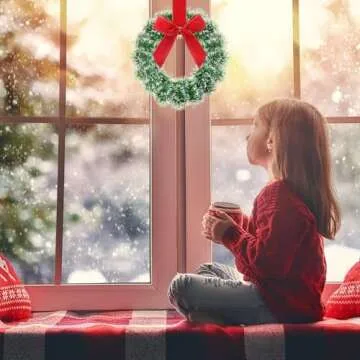 Capoda 6 Pcs Christmas Wreaths with Bow 10.24 Inches Tinsel Wreaths Crafts Kitchen for Front Door Outdoor Cabinet Home Window Wall Xmas Hanging Decorations(Red)