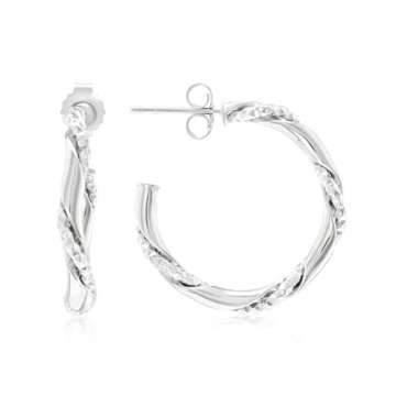 Gemistry Judy Crowell Jewelry Sterling Silver Classic Diamond Cut Twist Hoop Earrings