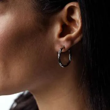 Gemistry Judy Crowell Jewelry Sterling Silver Classic Diamond Cut Twist Hoop Earrings