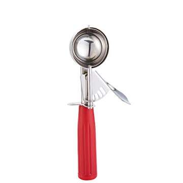 Cookie Scoop - #24 (1.35 oz) - Disher Scoop, Portion Scoop, Food Scoop - Portion Control - 18/8 Stainless Steel, Red Handle