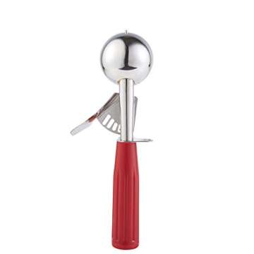 Cookie Scoop - #24 (1.35 oz) - Disher Scoop, Portion Scoop, Food Scoop - Portion Control - 18/8 Stainless Steel, Red Handle