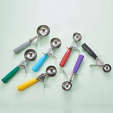 Cookie Scoop - #24 (1.35 oz) - Disher Scoop, Portion Scoop, Food Scoop - Portion Control - 18/8 Stainless Steel, Red Handle