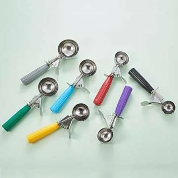 Cookie Scoop - #24 (1.35 oz) - Disher Scoop, Portion Scoop, Food Scoop - Portion Control - 18/8 Stainless Steel, Red Handle