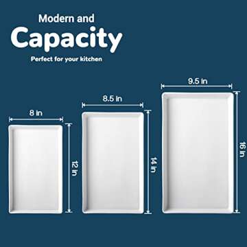 Delling Large Serving Platter, 16/14/12 Inch Rectangular Serving Trays for Serving Food, Serving Tra...