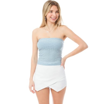 MixMatchy Women's Eyelet Lace Tube Top Perfect for Summer