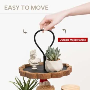 GENMOUS 2 Tier Scalloped Tray Stand for Kitchen Decor