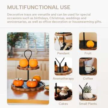 GENMOUS 2 Tier Scalloped Tray Stand for Kitchen Decor