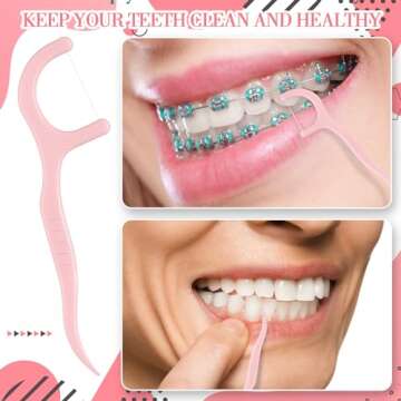 Baderke 200 Count Floss Picks Bulk Non Breakable Tooth Picks Flosser Dental Floss Sticks for Adults Teeth Cleaning Dental Flossers for Family Pack Travel(Light Pink)