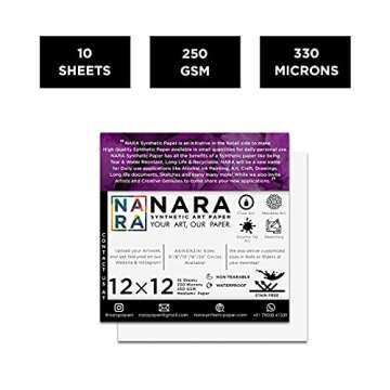 NARA Alcohol Ink Paper | White | 12 inches x 12 inches (12”x12”) | 330 microns/250 GSM | Medium+...