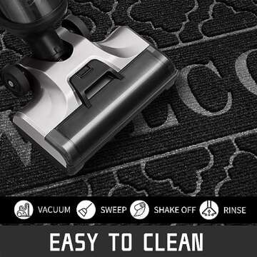 Yimobra Welcome Mat Outdoor Indoor, 29.5x17 All-Season Waterproof Front Door Mat, All-Weather Heavy Duty Doormat, Low Profile Porch Patio Entrance Mat, Non Slip Outside Mat, Black