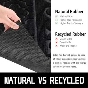 Yimobra Welcome Mat Outdoor Indoor, 29.5x17 All-Season Waterproof Front Door Mat, All-Weather Heavy Duty Doormat, Low Profile Porch Patio Entrance Mat, Non Slip Outside Mat, Black