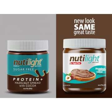Nutilight Sugar Free Protein + Hazelnut Spread with Cocoa, Keto and Diabetic friendly, Non-GMO, Glut...