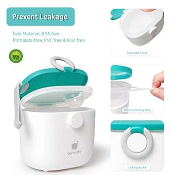 Termichy Baby Formula Dispenser, Portable Formula Dispenser Container with Scoop and Carry Handle for Travel Outdoor Activities for Baby Infant, 500ml