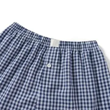 Pivanzore Y2k Plaid Shorts for Women Casual Elastic Waist Aesthetic Lounge Bottom Baggy Pajama Shorts Boxers Sleepwear (Dark Blue,Medium)