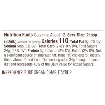 Butternut Mountain Farm Pure Vermont Maple Syrup, Organic, Grade A, Amber Rich, 12 oz, Easy Squeeze Bottle