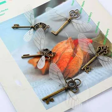 SANNIX 70/100 Pieces Dragonfly Wing Charms Wizard Party Chocolate Decoration Wings for Flying Keys DIY Earrings Pendant Home Decoration