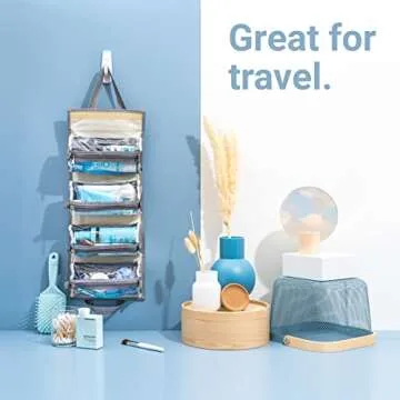 4kits 4 Compartment Roll-Up Makeup Bag for Travel Organization