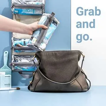 4kits 4 Compartment Roll-Up Makeup Bag for Travel Organization