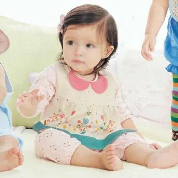 Waterproof Baby Girl Dress Bibs with Adjustable Snaps