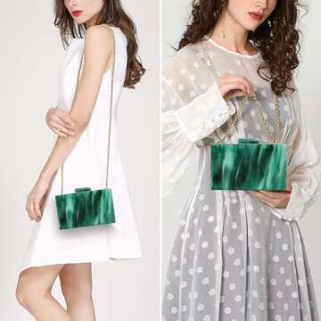 Malachite Green Acrylic Evening Bag - Unique Square Cocktail Purse for Women