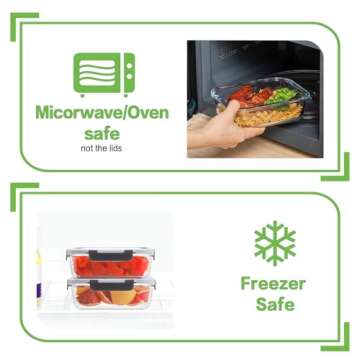 HOMBERKING Glass Meal Prep Containers Set - 10 Pack