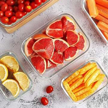 HOMBERKING Glass Meal Prep Containers Set - 10 Pack