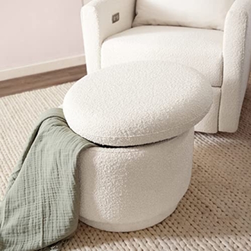 Babyletto Enoki Storage Ottoman - Ivory Boucle, Certified Safety