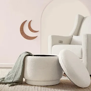 Babyletto Enoki Storage Ottoman - Ivory Boucle, Certified Safety