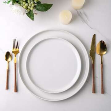 AmorArc Stoneware Dinnerware Sets,Round Reactive Glaze Plates and Bowls Sets,Highly Chip and Crack R...