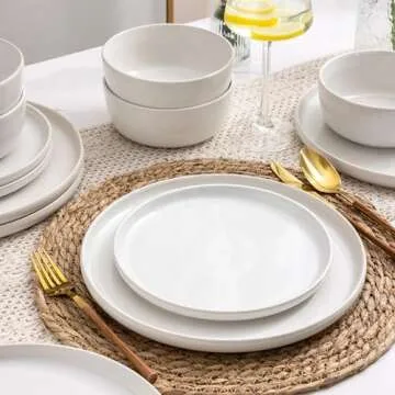 AmorArc Stoneware Dinnerware Sets,Round Reactive Glaze Plates and Bowls Sets,Highly Chip and Crack Resistant | Dishwasher & Microwave Safe Dishes Set,Service for 6 (18pc)