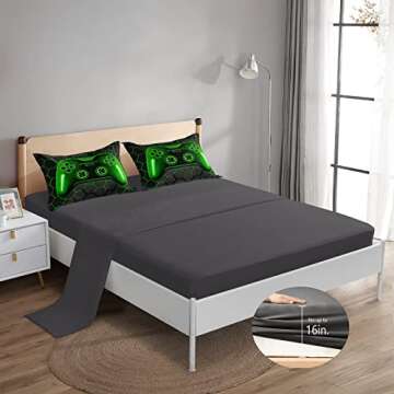 Gamer Bedding Set - ROWADALO 6 Piece Bed in A Bag