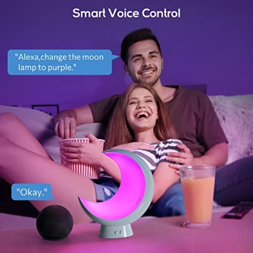 ECOLOR Smart Cordless Bedside Moon Lamp with Voice Control