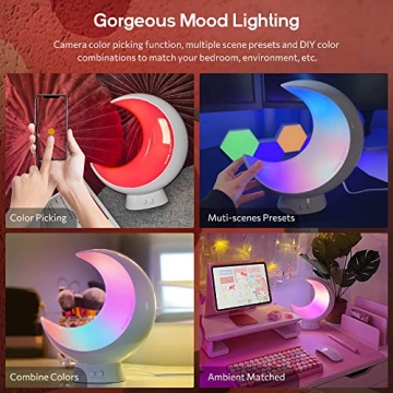 ECOLOR Smart Cordless Bedside Moon Lamp with Voice Control