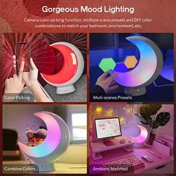 ECOLOR Smart Cordless Bedside Moon Lamp with Voice Control